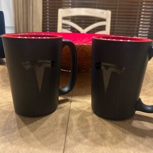 Tesla Matte Black Mugs with Red Interior